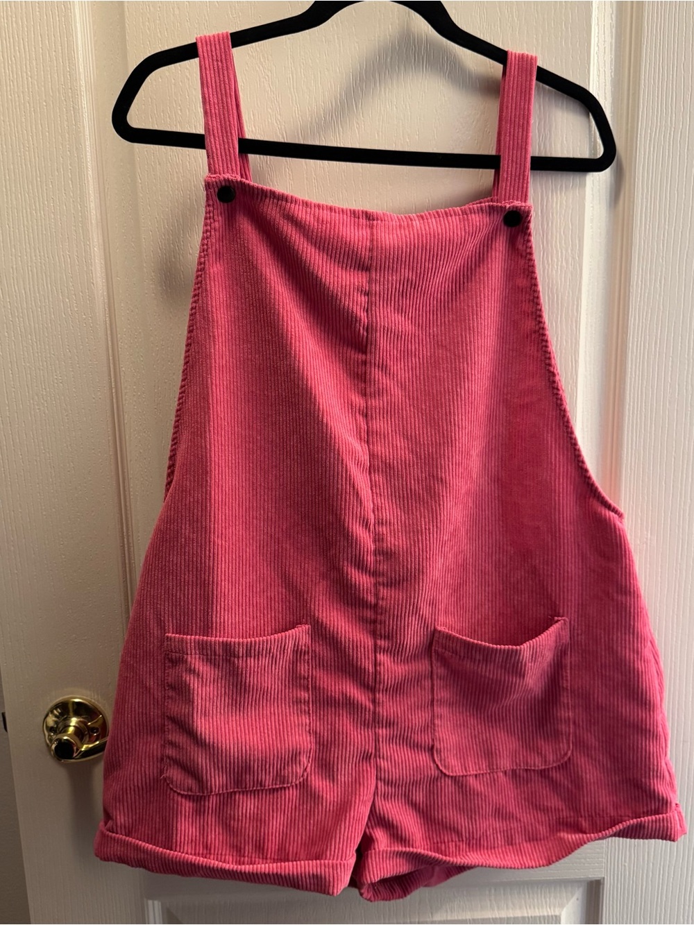 Pink Corduroy Overall Romper Shorts Cozy Cottagecore XL
